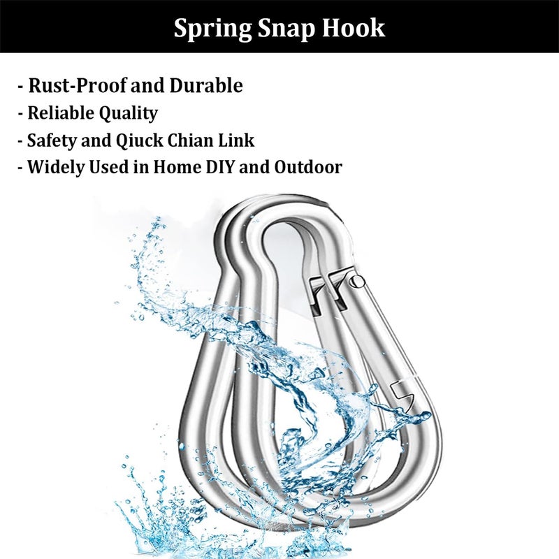 Yision 30Pcs 3” Safety Spring Snap Hook, M8 5/16" Carabiner Quick Link Snap Hooks for Camping Hiking, 500LBS Holding Capacity Heavy Duty Steel Carabiner Clip Buckle for Swing Hammock Gym Outdoor - Image 3